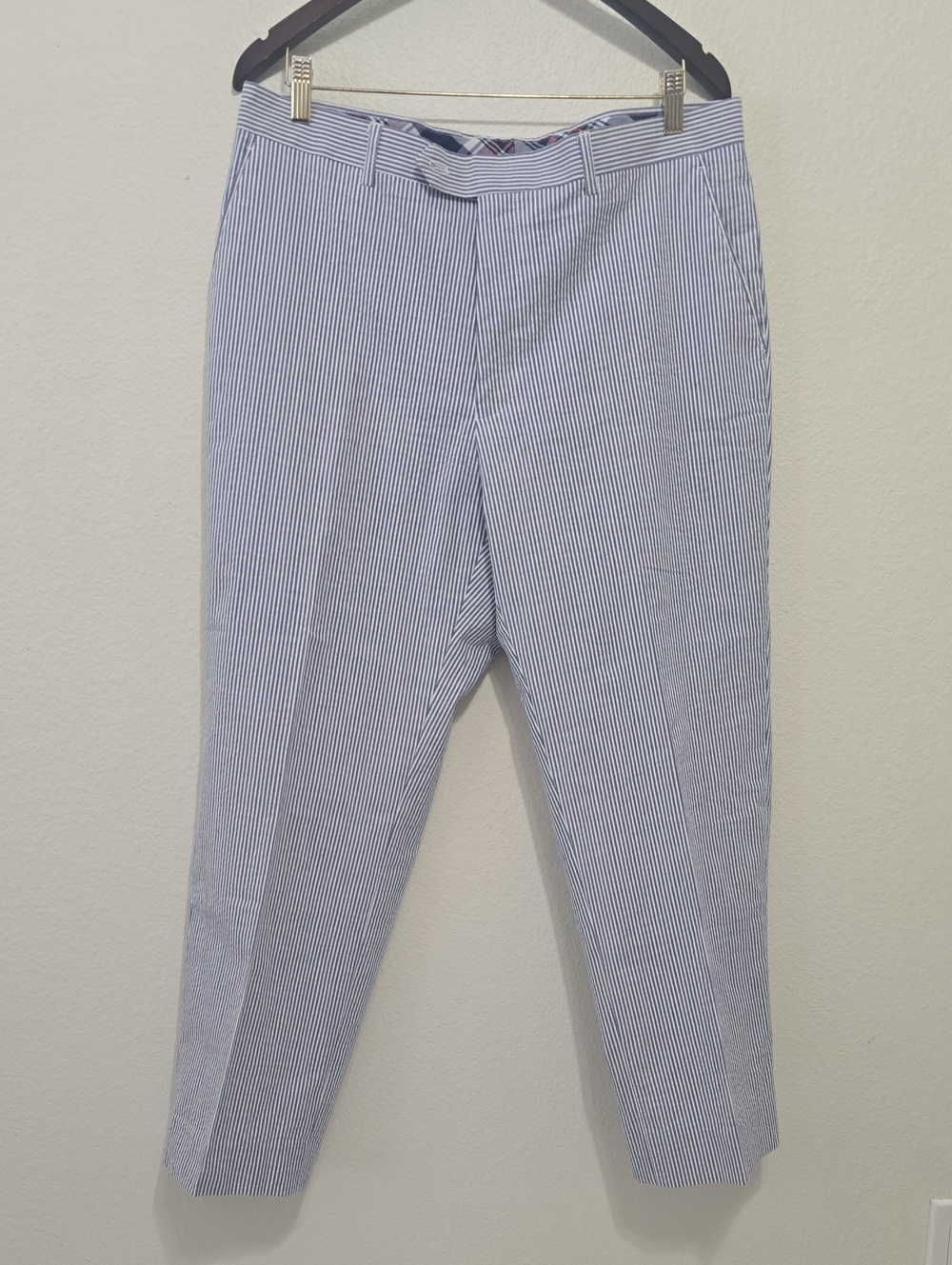 Alan Flusser Seersucker Navy and White Striped NWOT! 36/29